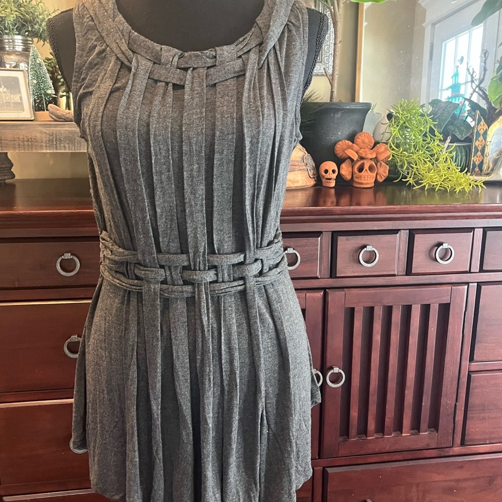 Anthropologie One September Woven Jersey Gray Sleeveless Tunic Top
